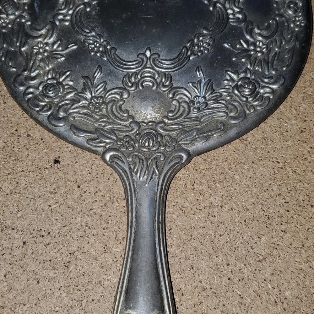 Silver-plated Hand Held vanity mirror
